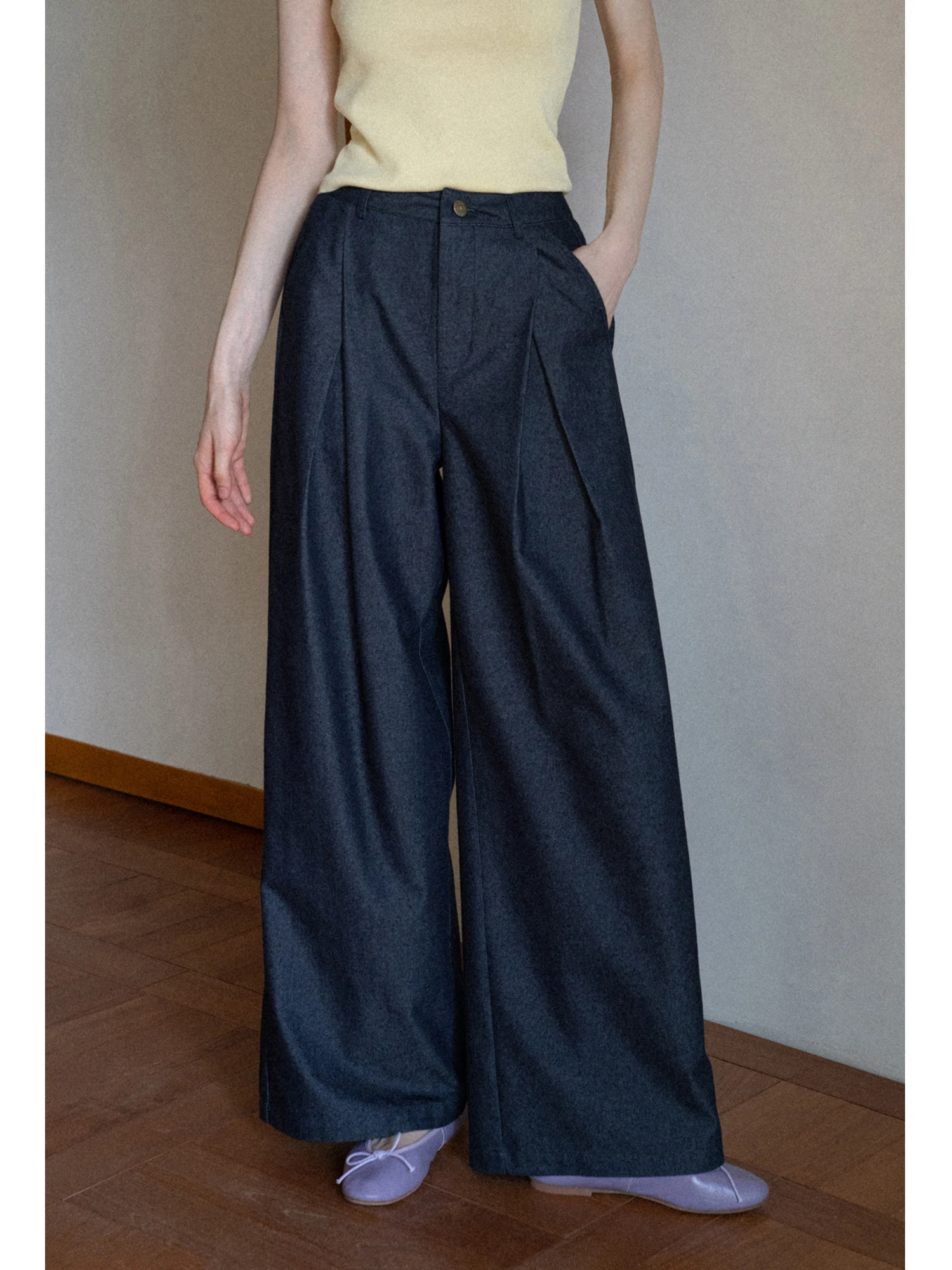 

Женские летние повседневные брюки Eggka с высокой талией, драпированные, свободные, прямые, стройнящие, длинные, с простым плиссированным дизайном