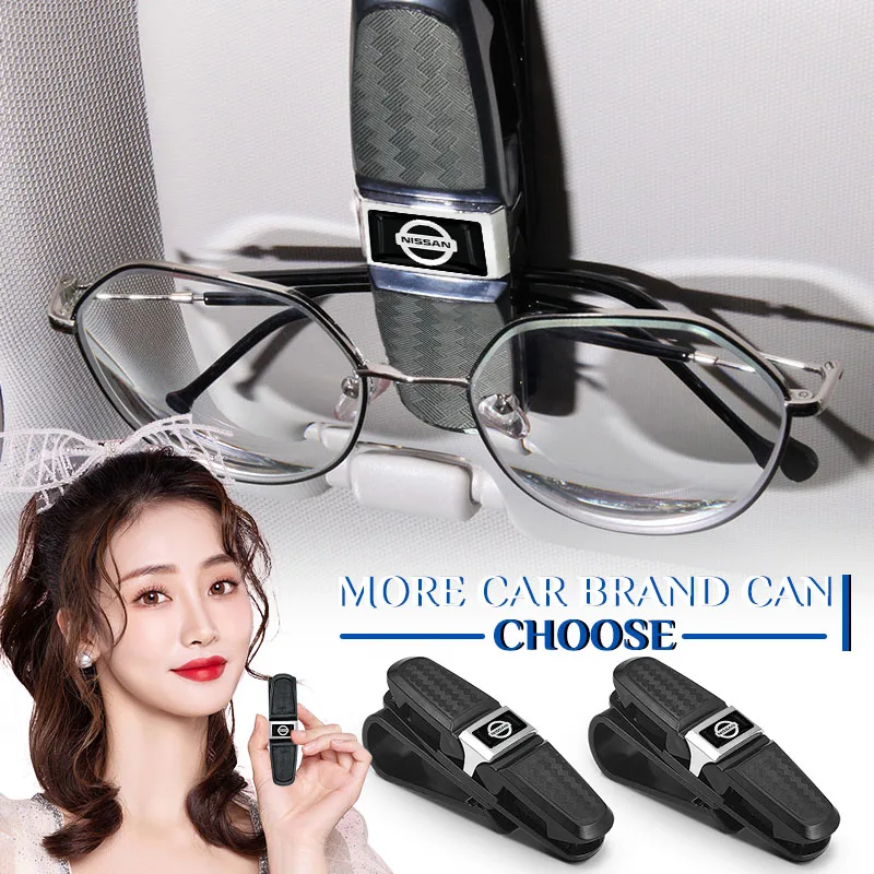 1Pcs Car Sun Visor Glasses Box Emblem Sunglasses Clip Card Ticket For Nissan Tiida Sylphy Teana XTrail GTR T32 Wheel Center Caps