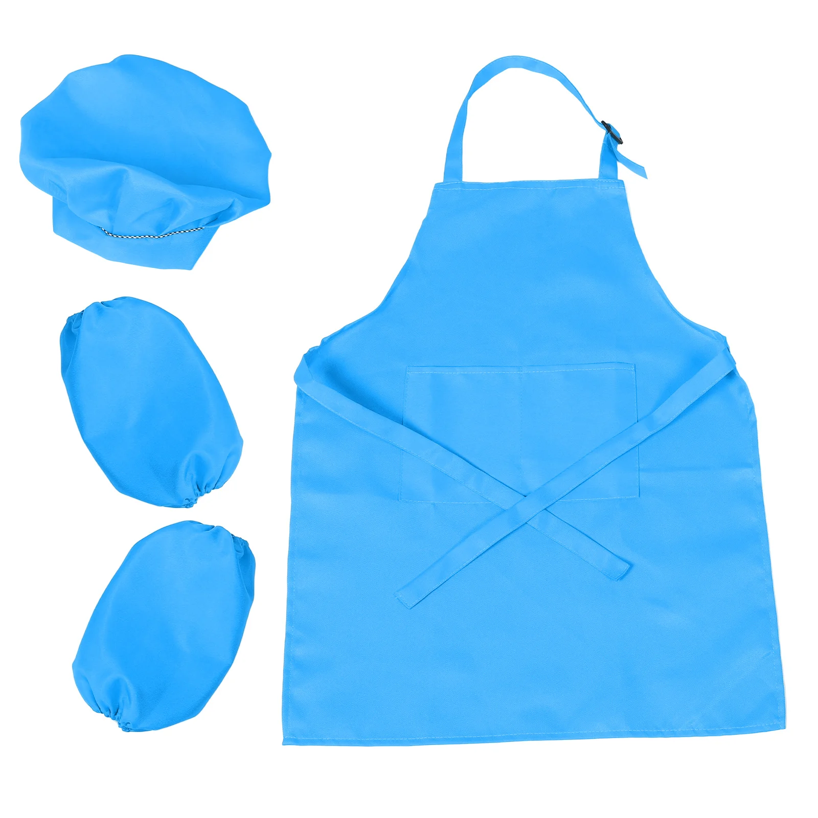 

1 set Childrens Apron Set Adjustable Kids Kitchen Hat Sleeve Breathable Polyester Easy Clean Cooking Craft Painting Toys