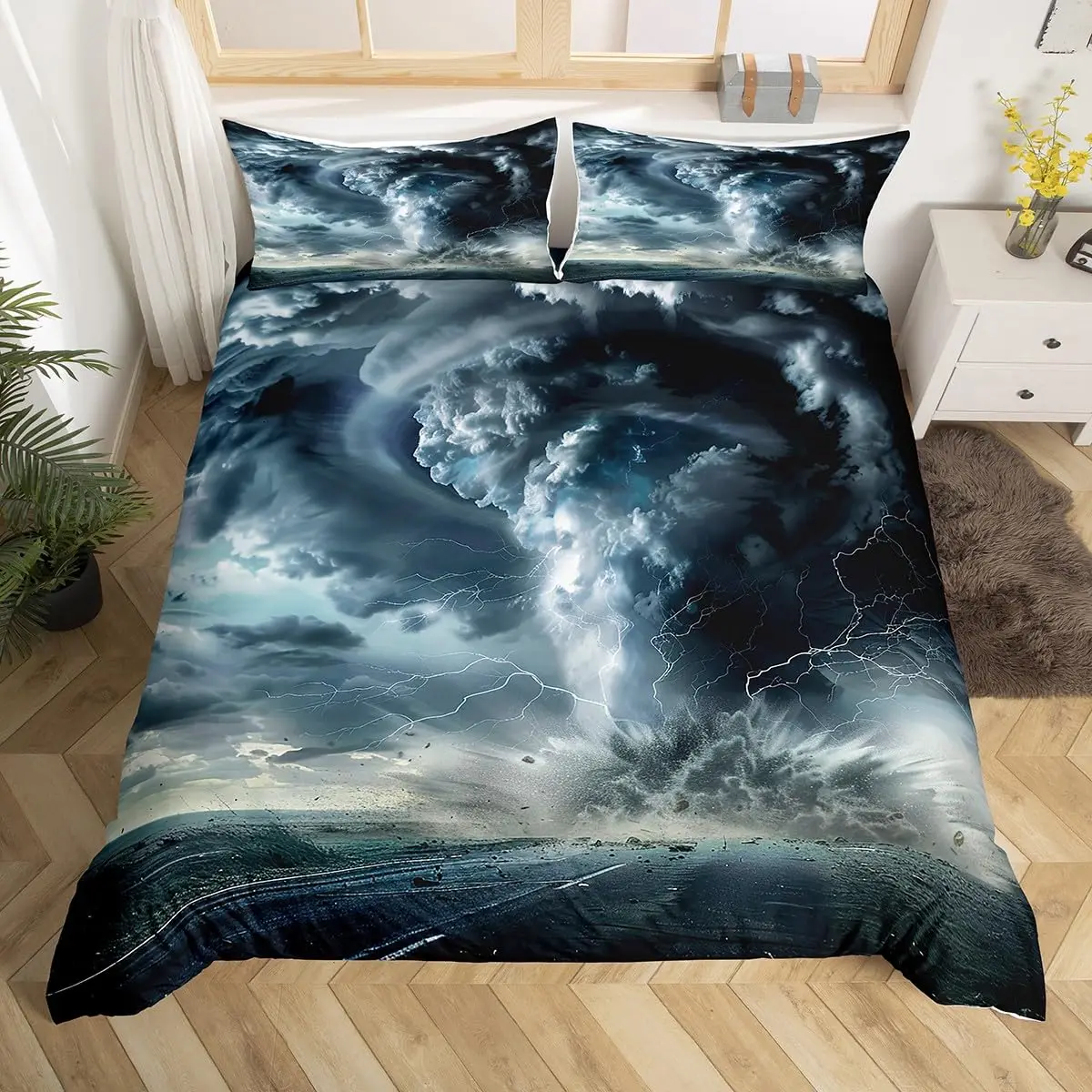 

Tornado Duvet Cover Sets for Teens Teens Queen Lightweight Down Quilt Covers Bedroom Decor 2 Pillowcases 1 Duvet Cover No Quilt