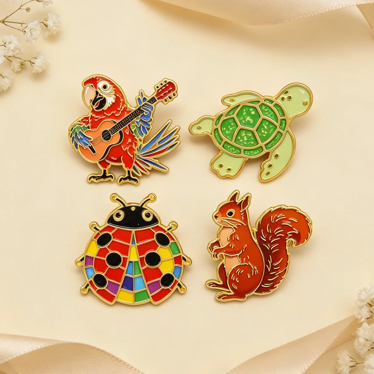 Sea Turtle Enamel Pin Cute Parrot Brooch Lapel Pins Badge on Backpack Clothing Accessories Animal Jewelry Friends Gifts