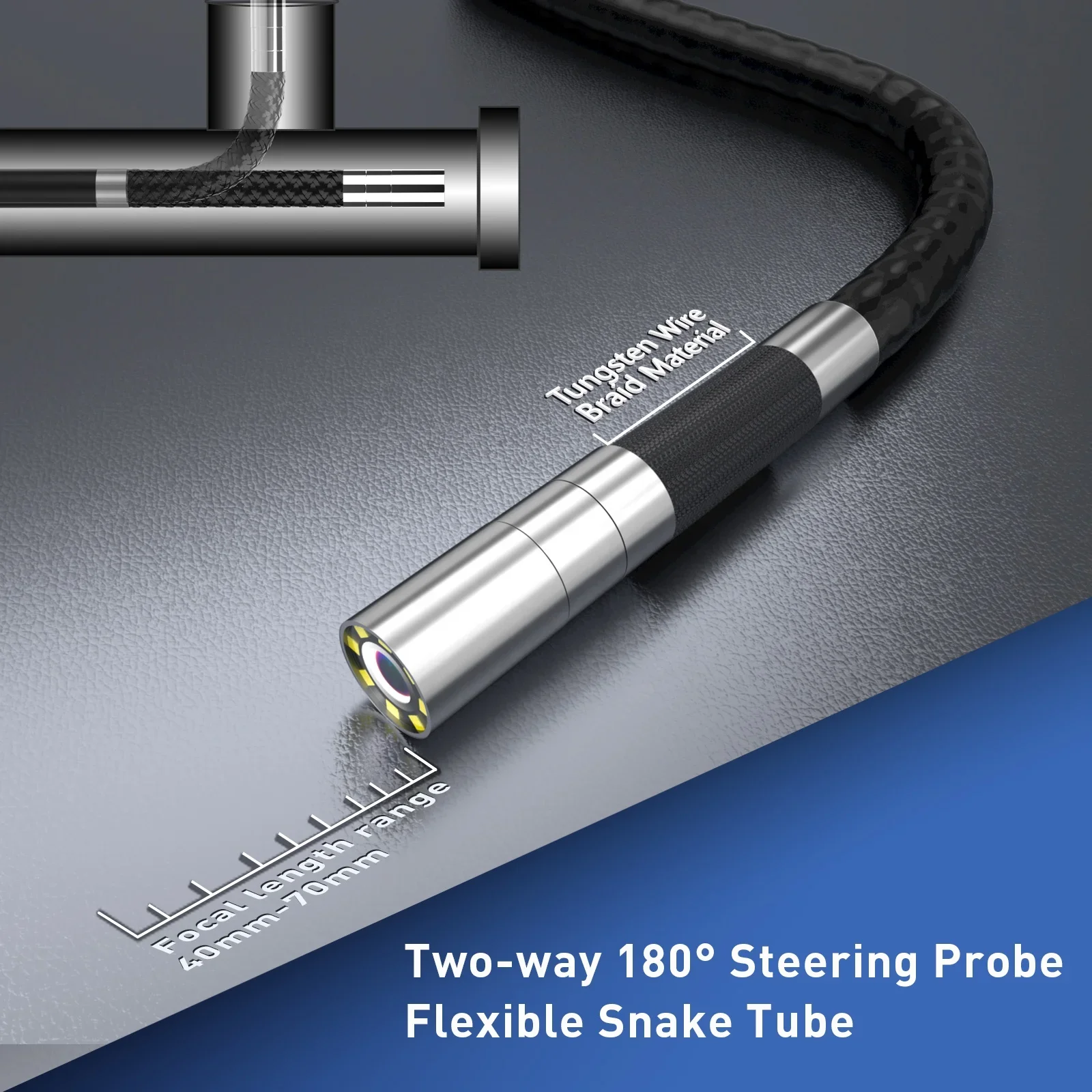 Ralcam HD 1280P Inspection Camera  IP67 Industrial 6.2mm Articulating Enborescope 2 Way180 Degree Borescope for Inspect