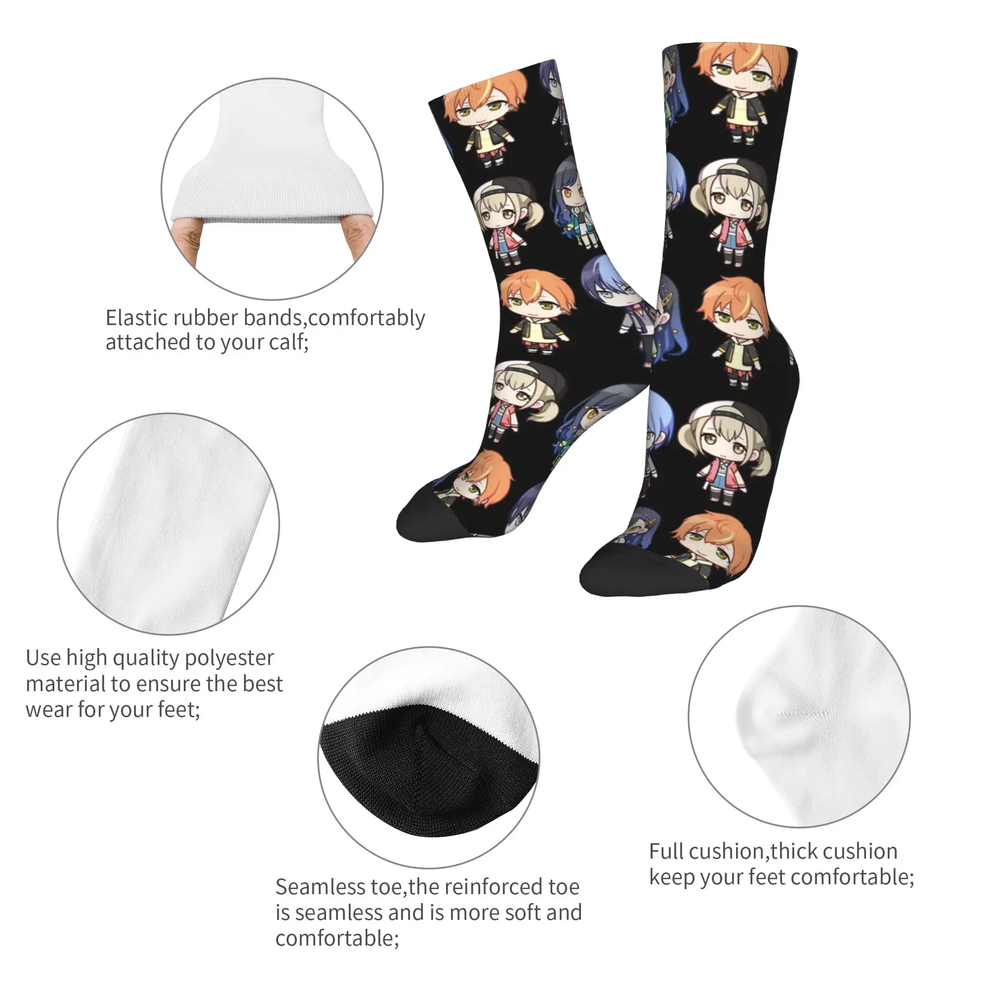 New Male Men Socks Crazy Project Sekai Rui Kamishiro Sock Polyester  Skateboard Women's Socks Spring Summer Autumn Winter