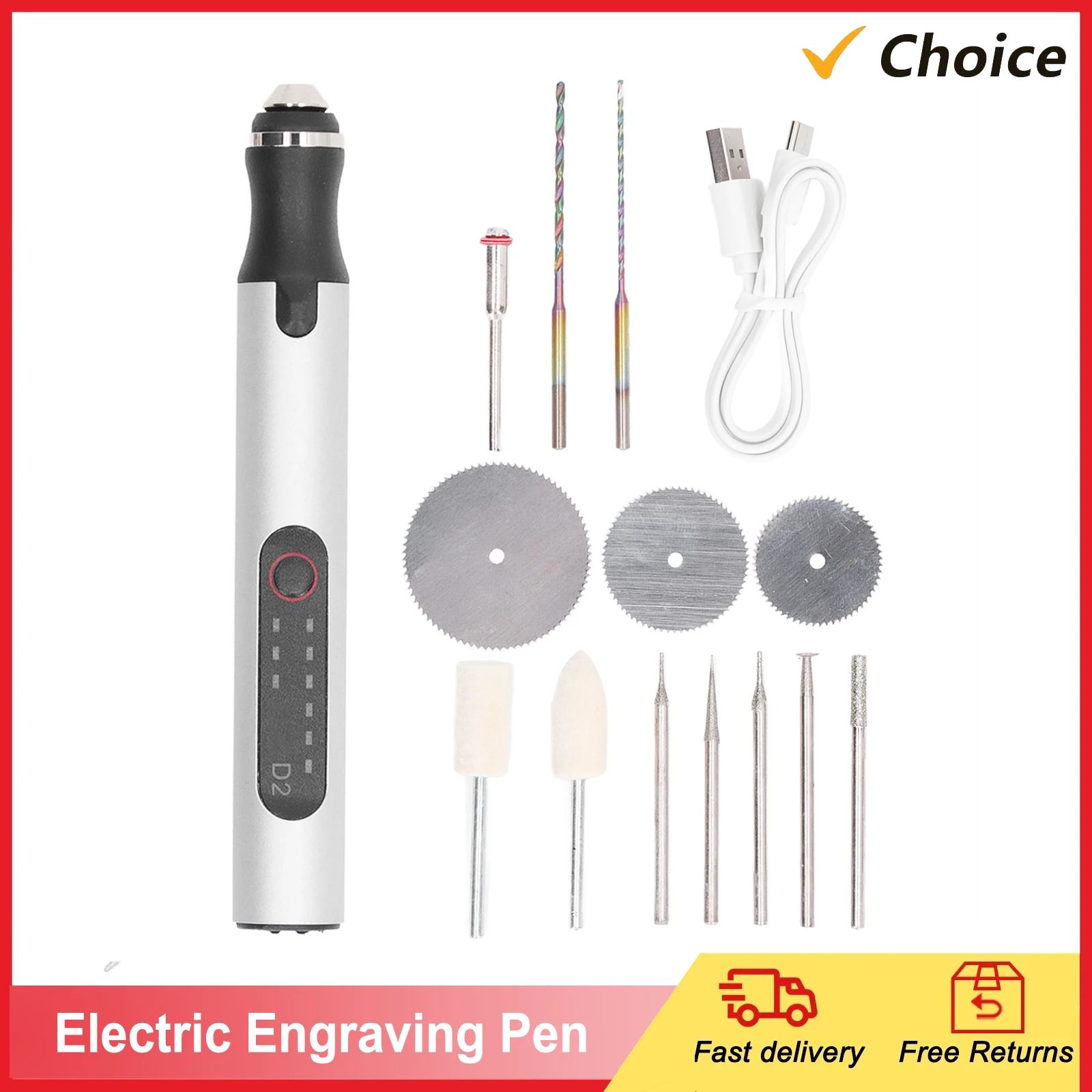 

Cordless Etching Engraving Tool 5000‑18000PRM Electric Engraving Pen USB Replaceable Copper Chuck for Metal Wood for Polishing