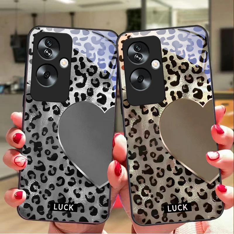 Speckled Love For Oppo A79 5G 58 78 74 60 4G Reno 11F Realme GT 6 11 Note 50 10 C55 X2 Tempered glass black phone case