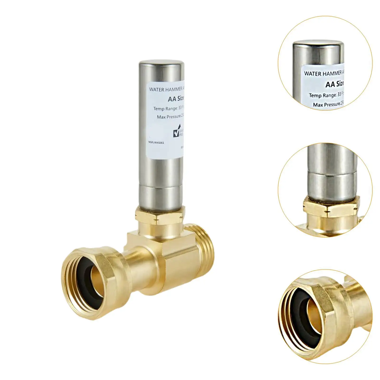 

2Pcs Water Hammer Arrestor 3/4"NH Thread Easy to Install Compact Professional High Temperature Fittings for Hotel Washer