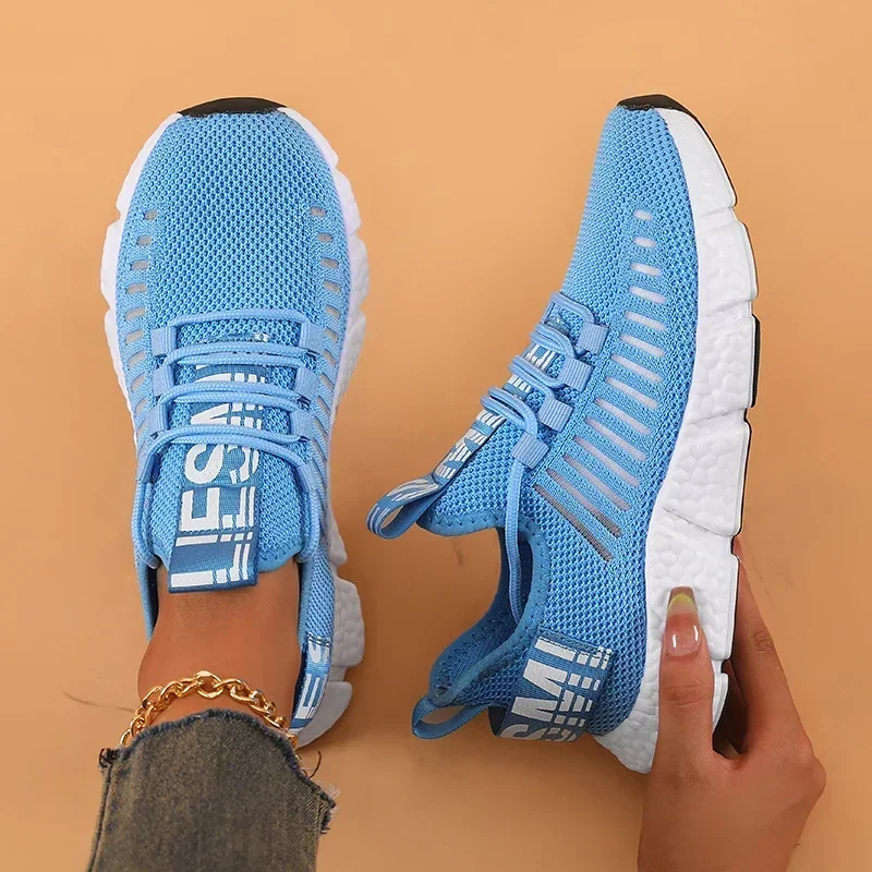 Women\'s Trendy Mesh Shoes Casual Comfortable Walking Running Sneakers Fashion Breathable Lightweight Lace up Outdoor Women Shoes