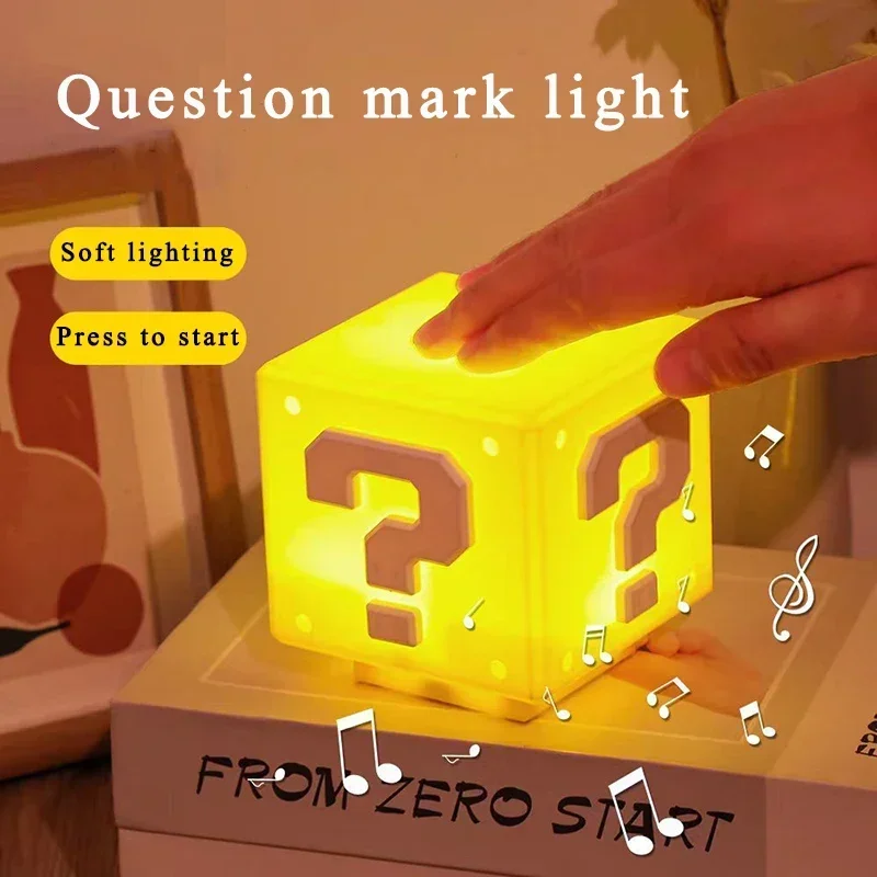 Cartoon Plastic Question Mark Lamp Sound Effect Home Desktop Anime Decoration Light Mary Nightlight Square Atmosphere LED Lights