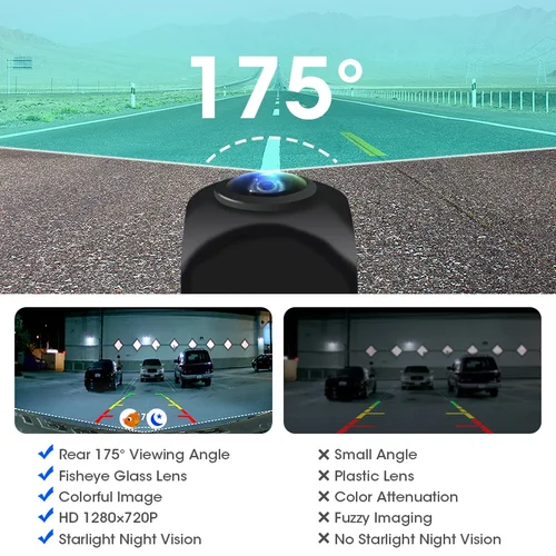 Imagen 2 del producto JMCQ AHD 1080P 175 °   Cámara trasera de coche lente ojo de pez con soporte para Opel Astra H J Corsa D Meriva A Vectra C Zafira Insignia