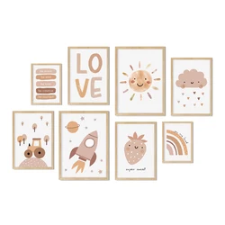 Rocket House Clouds Nordic Abstract Geometric Art Canvas Posters Decorative Prints Wall Painting Nursery Decor Picture Kids Room