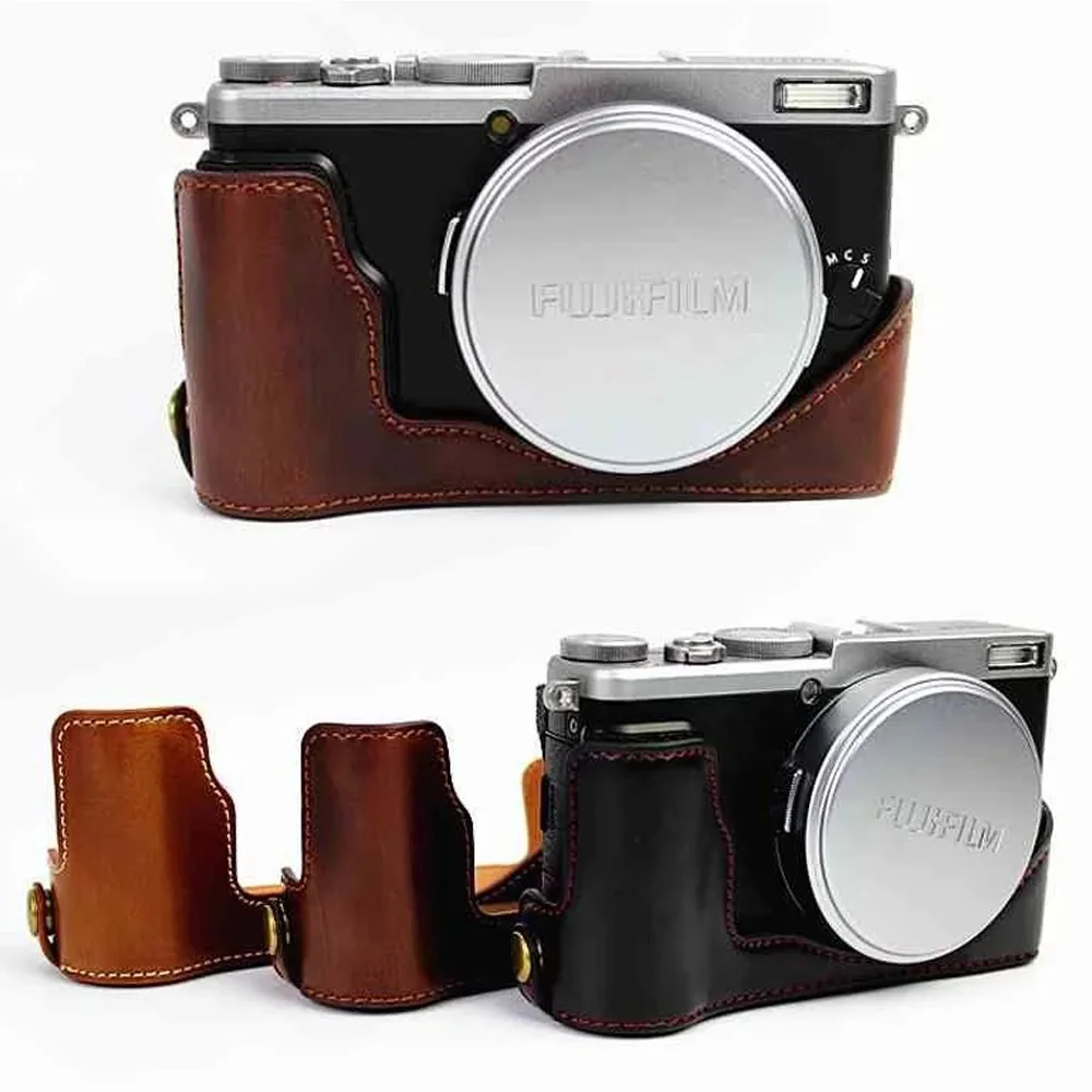 حافظة جلدية لحماية نصف حافظة لكاميرا Fuji Fujifilm Finepix X70