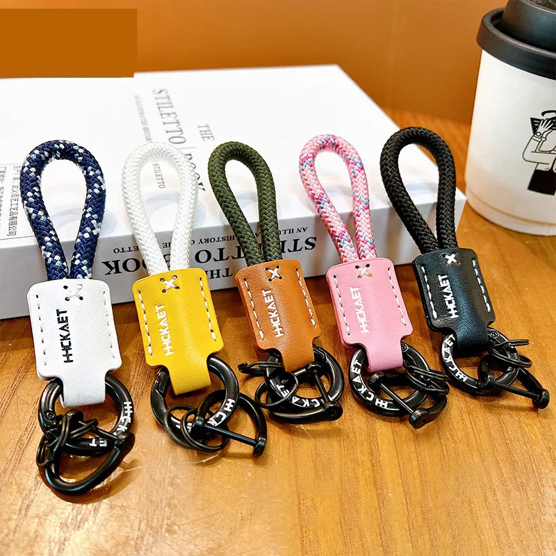 Genuine Leather Metel Auto Keychain 5 Colors Women Men Black Buckle Car Key Ring Chain Holder Jewelry Gift  New