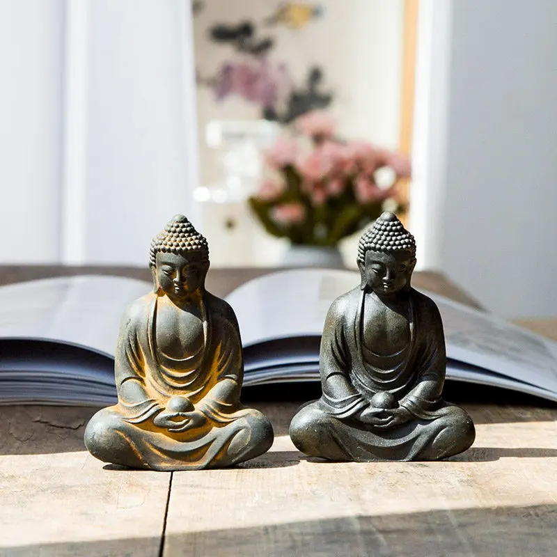 Cast Iron-like Buddha Statue Small Decorative Item for The Buddha's Altar Suitable for Offering To The Buddha Home Decoration