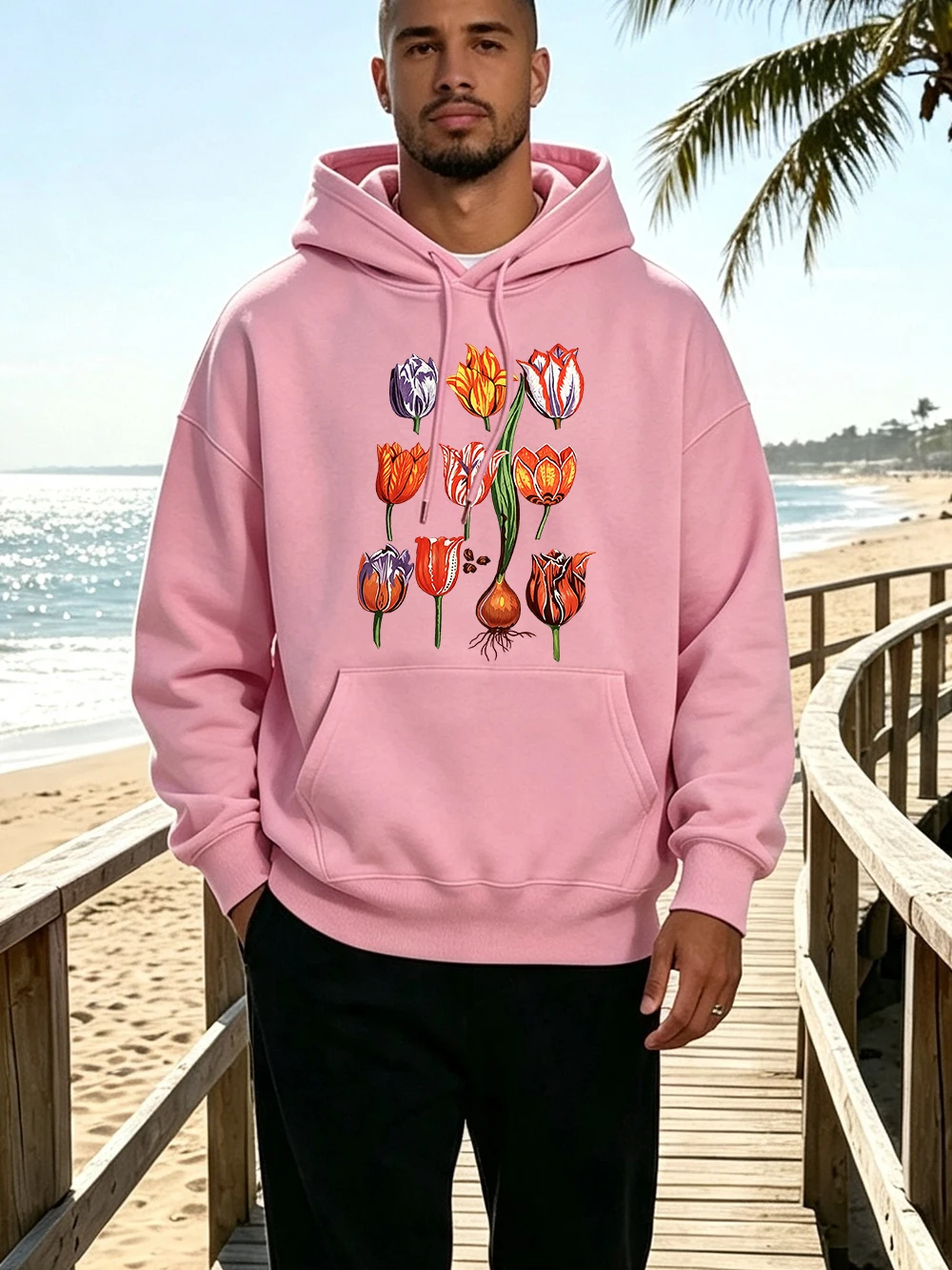 Eternal Augustus Tulip Prints Mens Hoodies Autumn Pocket Sweatshirts Jogging Fleece Warm Pullovers Casual Oversized Male Clothes