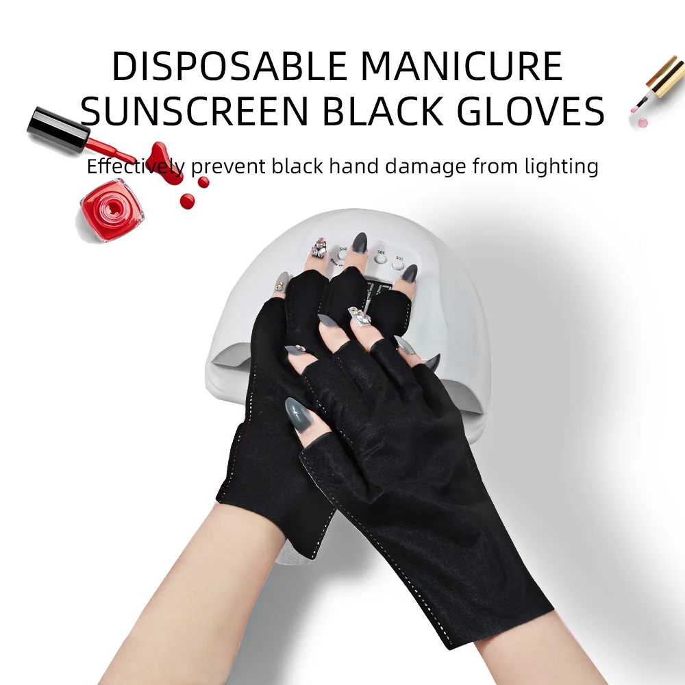 10Pairs/Pack Disposable Black Nail Art Glove UV Protection Glove Anti UV Radiation Protection Gloves Protecter nail accessories