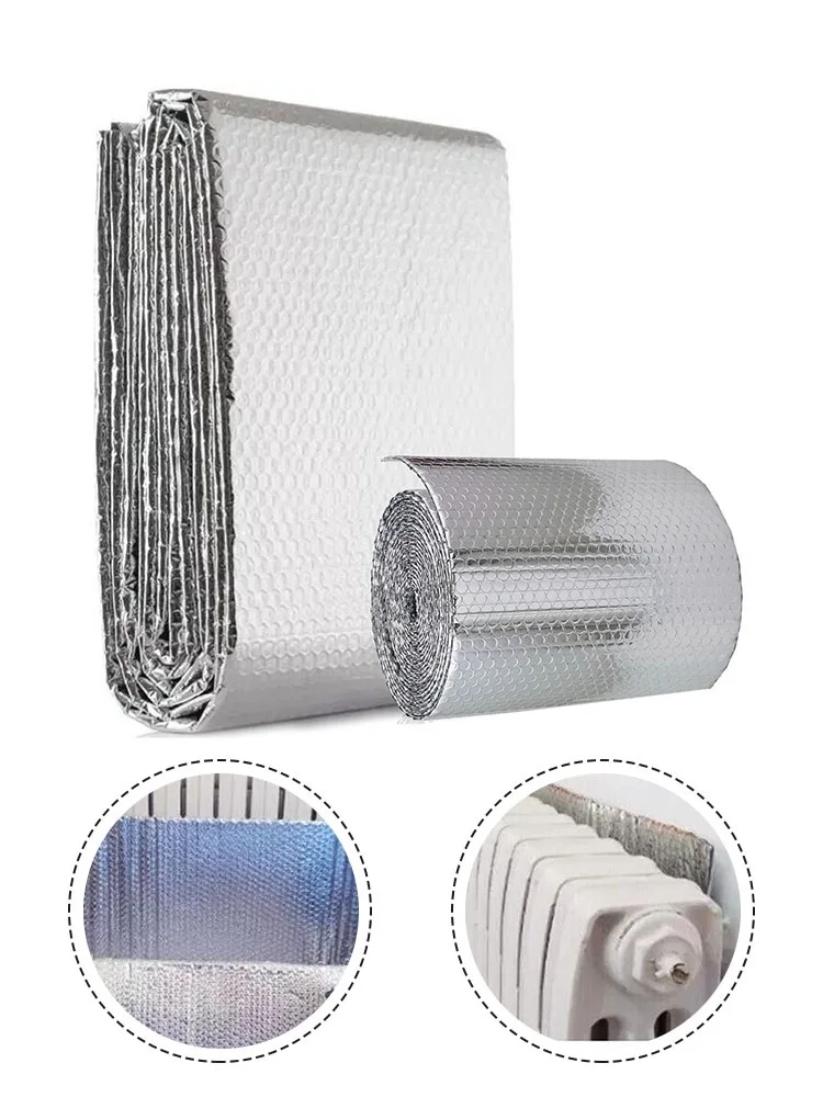 Radiator Heat Reflector Back Foil Heat Reflective 5M Heat Energy Saving Film Pad Aluminum Foil Bubble Insulation Aluminum Sheet