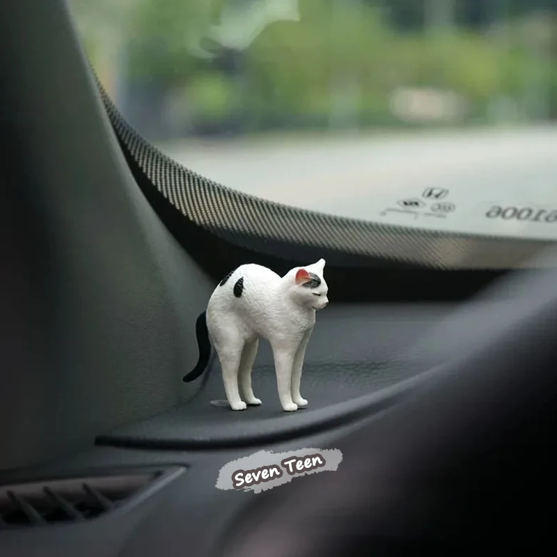 Figurinha de Gato Realista e Fofa para Decoração de Carro, Ornamento de Gatinho Simulado para Painel, Console, Janela e Acessório de Interior Automotivo