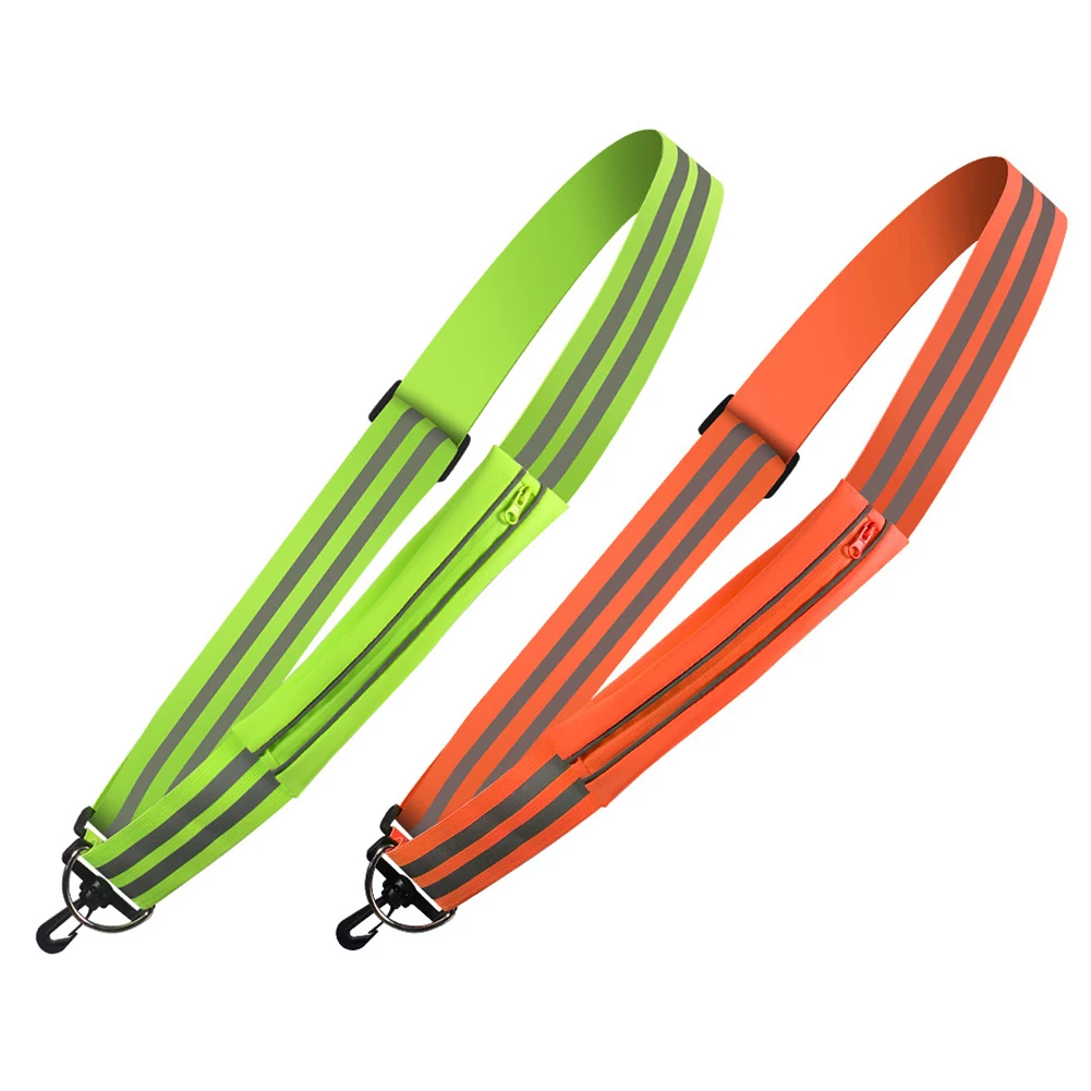 Reflective Shoulder Strap Reflective Belt Adjustable Running Belt with Pouch Elastic Belt High Visibility for Night Activities