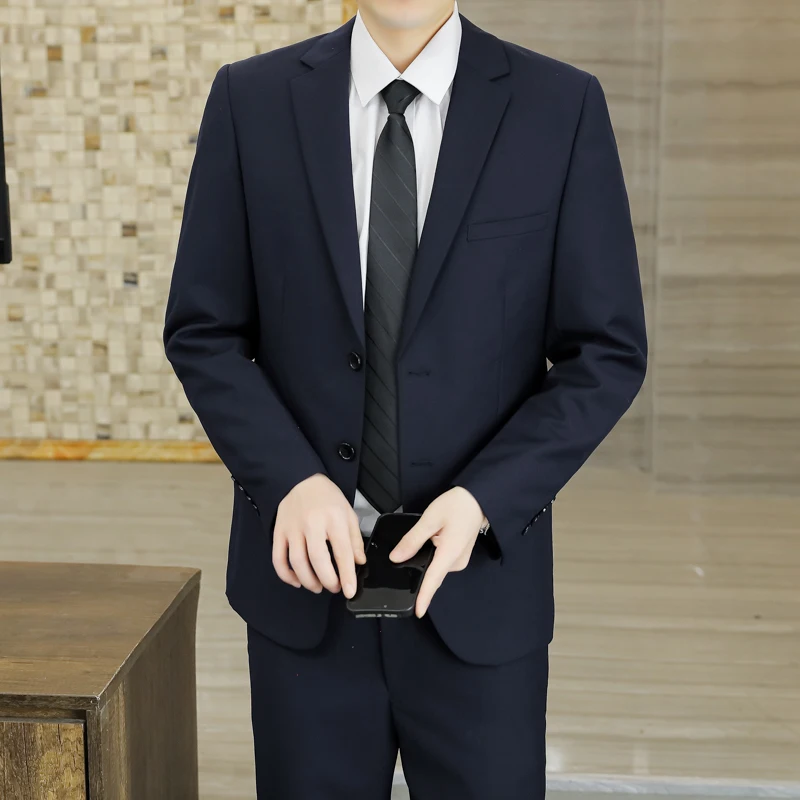 Garnitur męski (marynarka + spodnie) S-6XL, elegancki, na wesele, biznesowy, dopasowany, dla drużby, casualowy, dla prowadzącego, jednolity kolor, w stylu brytyjskim.