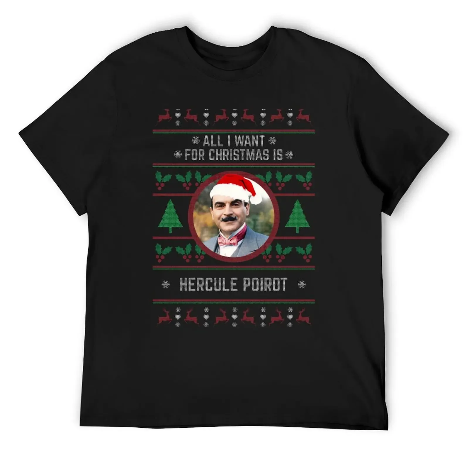 

All I want for Christmas is Hercule Poirot T-Shirt anime clothes anime summer clothes mens t shirts