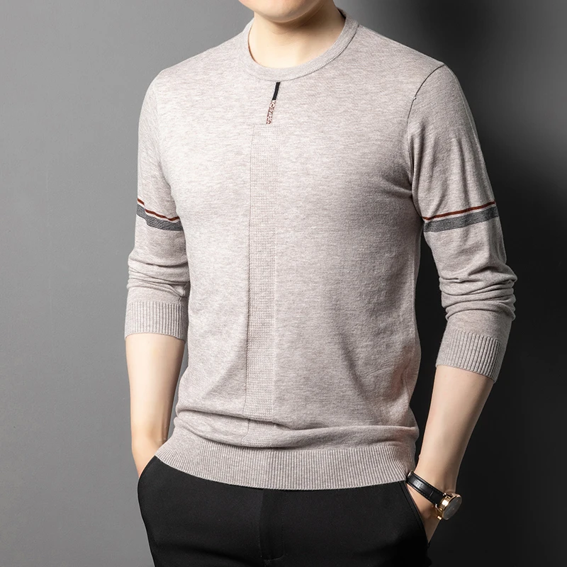 Top Quality Premium Knit Men Pullover Sweater Jumper Textured Detailing Lightweight Breathable Round Neck Design