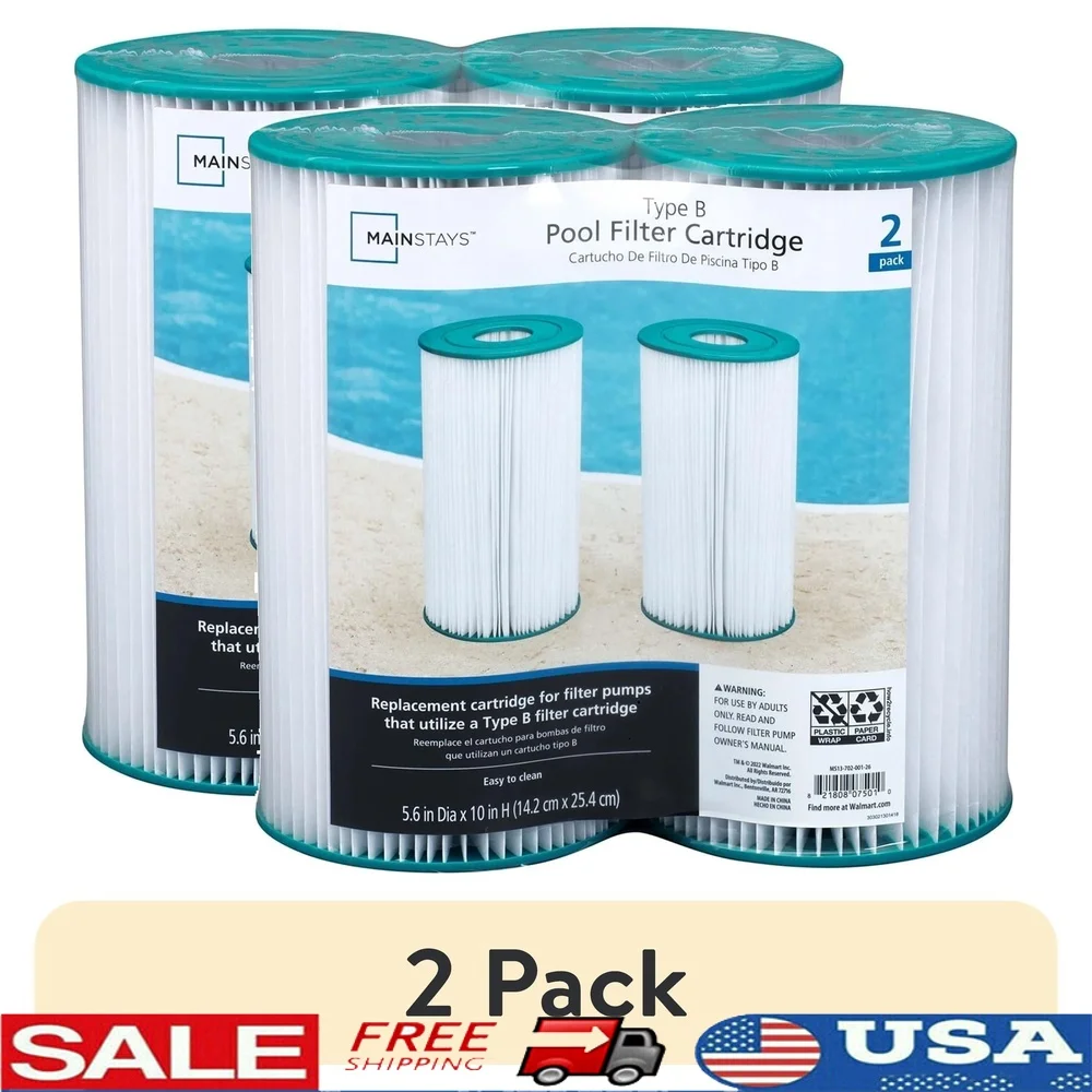 

2 Pack Type IV B Pool Filter Cartridge Easy Clean Replacement Above Ground Pool Pump 2500 Gallon Use