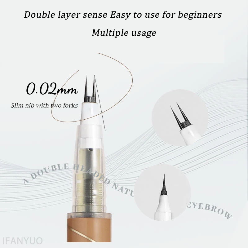 Doppelt gegabelte Spitze, unterer Wimpernstift, Make-up, flüssiger Eyeliner-Stift, wasserdicht, natürlicher Tee, braun, flüssiger Augenbrauenstift, unterer Wimpernstift