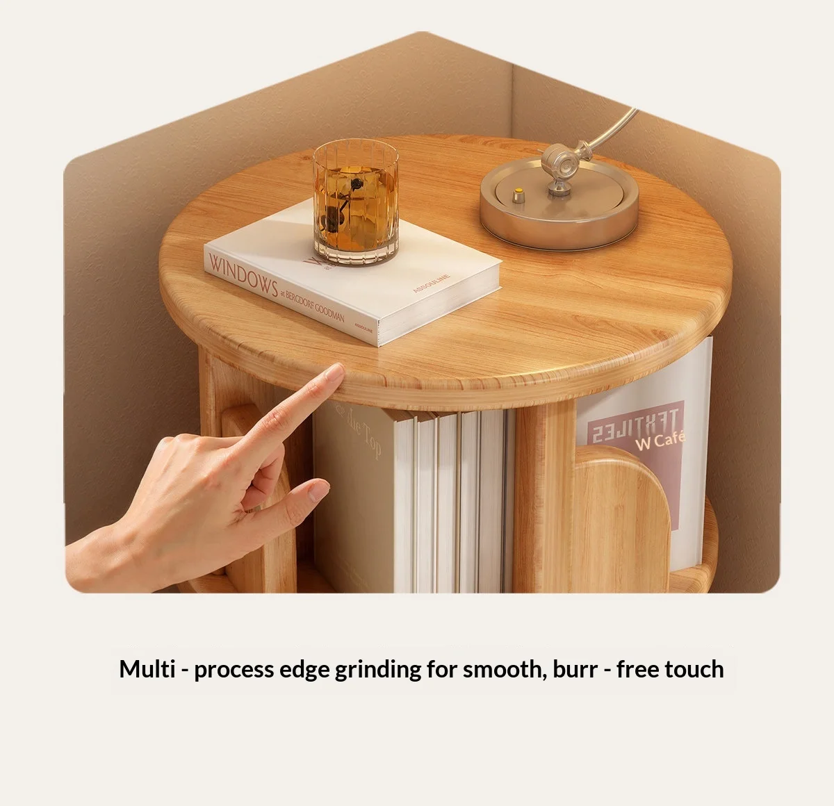 Modern Minimalist Solid Wood Round Rotating 360 Degree Floor Bookshelf Storage Rack Living Room Home Study Decor Novelty New