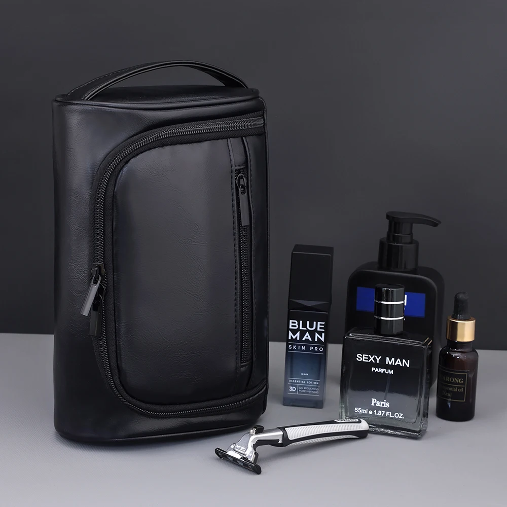 Hohe Qualität Reise Kulturbeutel Für Frauen Männer Retro PU Leder Kosmetik Taschen Weibliche Wasserdichte Reise Make-Up Tasche – Detail 7