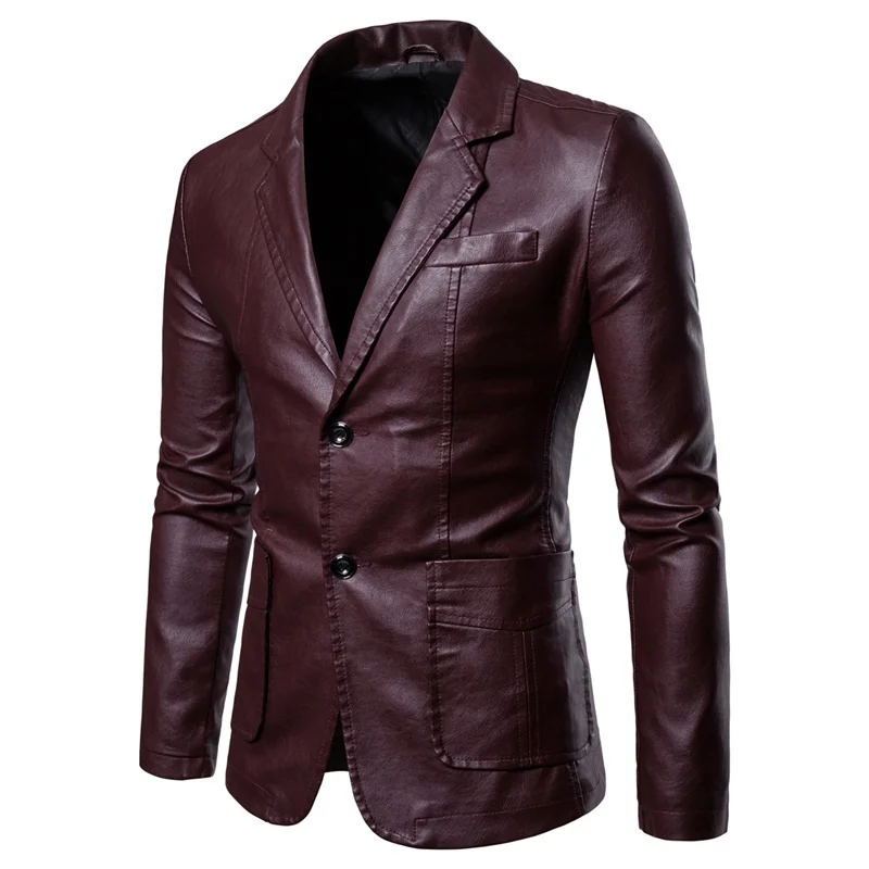 2026 Men Slim Autumn New Causal Vintage Leather Jacket Coat Men Design Motorcycle Biker Zipper Pocket PU Leather Jacket Coat