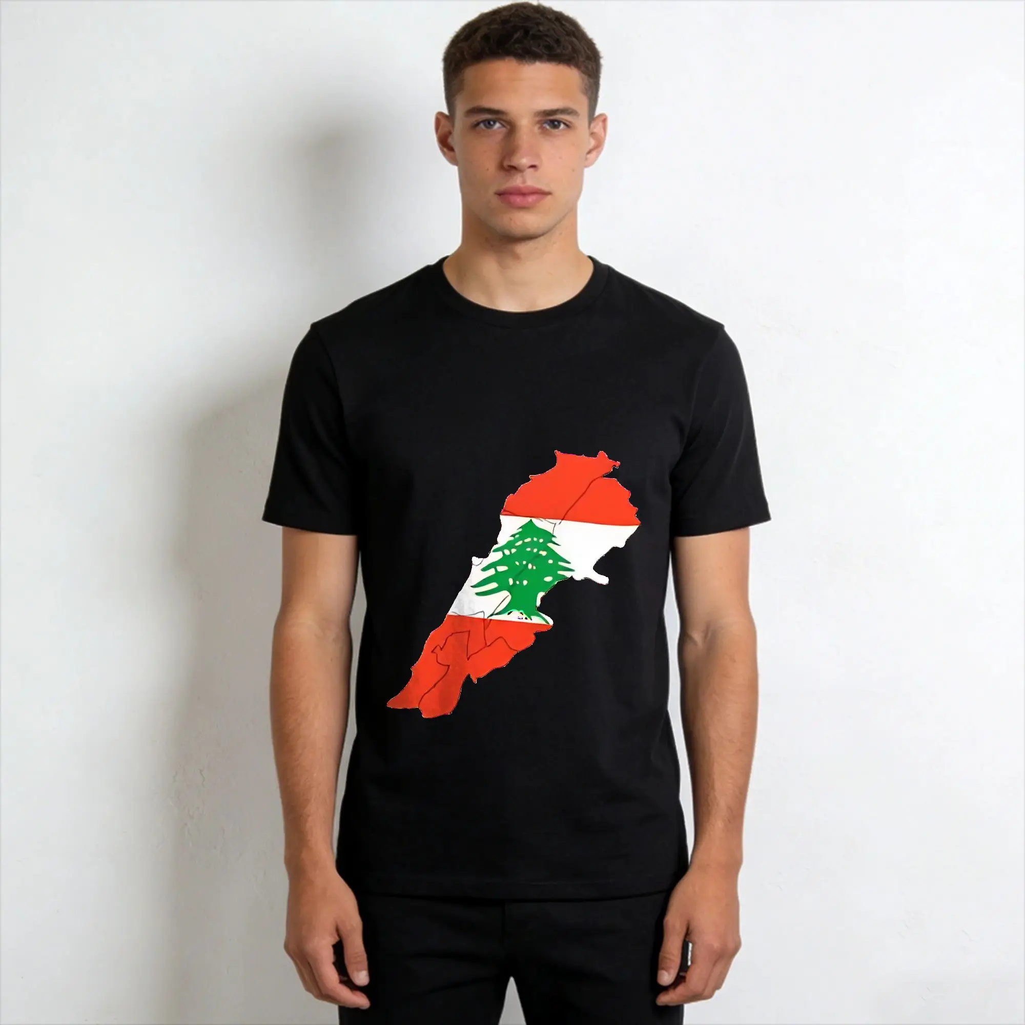 Lebanon Flag  T-Shirt for Men  Vintage 100% Cotton Tees Round Neck Short Sleeve T Shirt Party Clothing