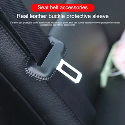 Genuine leather Car safety belt buckle protection sleeve For volvo bmw benz passat golf audi tesla mini peugeot honda toyota