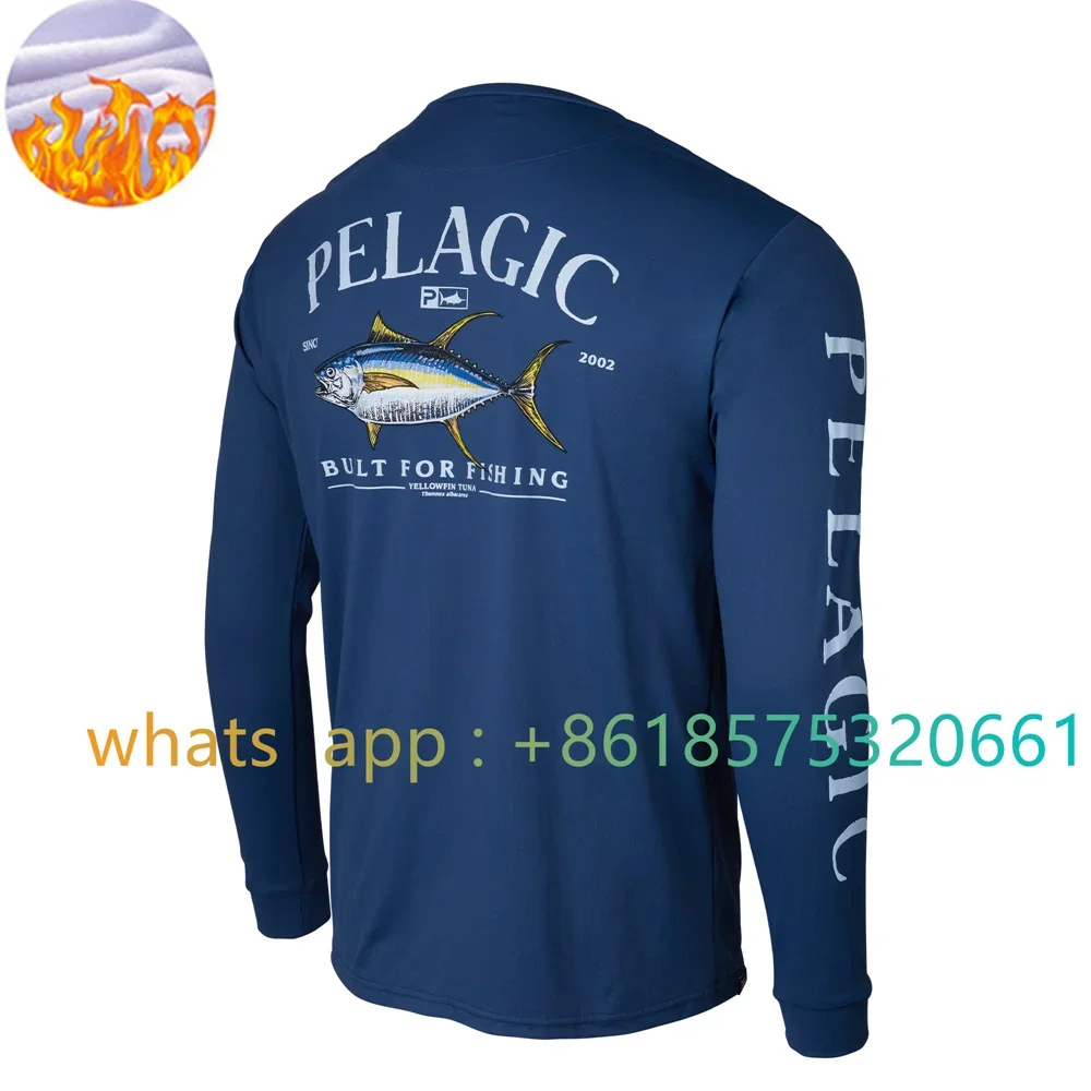 

Pelagic Fish shirts huk fish clothing winter long sleeve t-shirt protection UV Fleece fishing jacket men Windproof Fishing suit