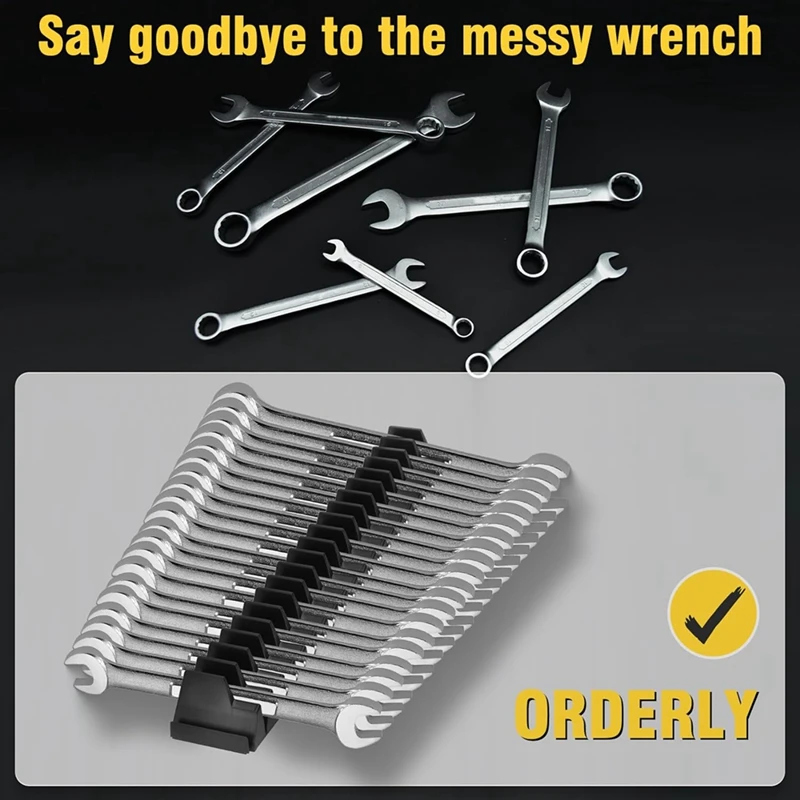 4Sets Tool Magnetic Wrench Organizer For Drawer Storage Modular Wrench Organizer Fits Small & Large Size Wrench