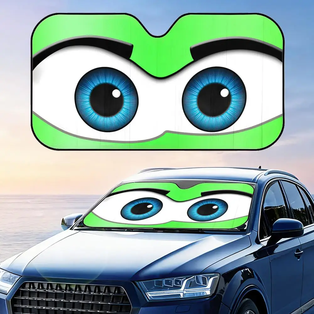 

Солнцезащитный козырек для автомобиля с мультяшными глазами, многоразовый, из алюминиевой фольги, защита от УФ-излучения, теплоизоляция, накидка на лобовое стекло