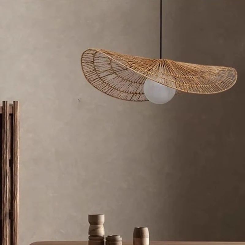 

Wabi-sabi Style Pendant Lights Rattan Hand-woven Lamp Restaurant Home Decor Bedroom Living Room Creative Dining Room Chandeliers