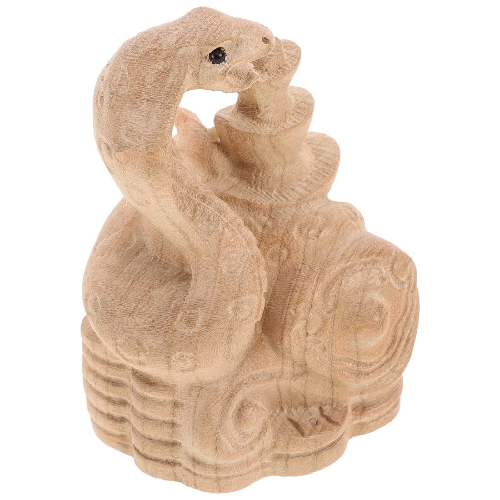 Snake Wood Carvings Unpainted Animal Model Chinese Figure Household Ornaments Khaki Wooden Crafts Statue Cat Statues Home Decor