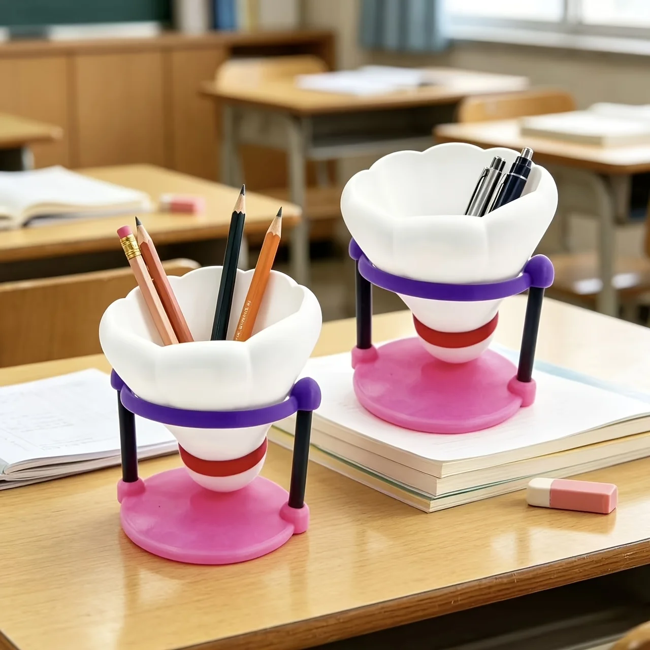 Badminton pen holder Home office desk storage pen holder Large-capacity removable two-part sports-style storage pen holder