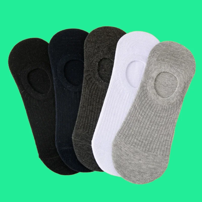 

5/10 Pairs Shallow Mouth Silicone Non-slip Men's Mesh Socks Breathable Solid Stripe Color Retro Cotton Boat Socks Comfort Socks