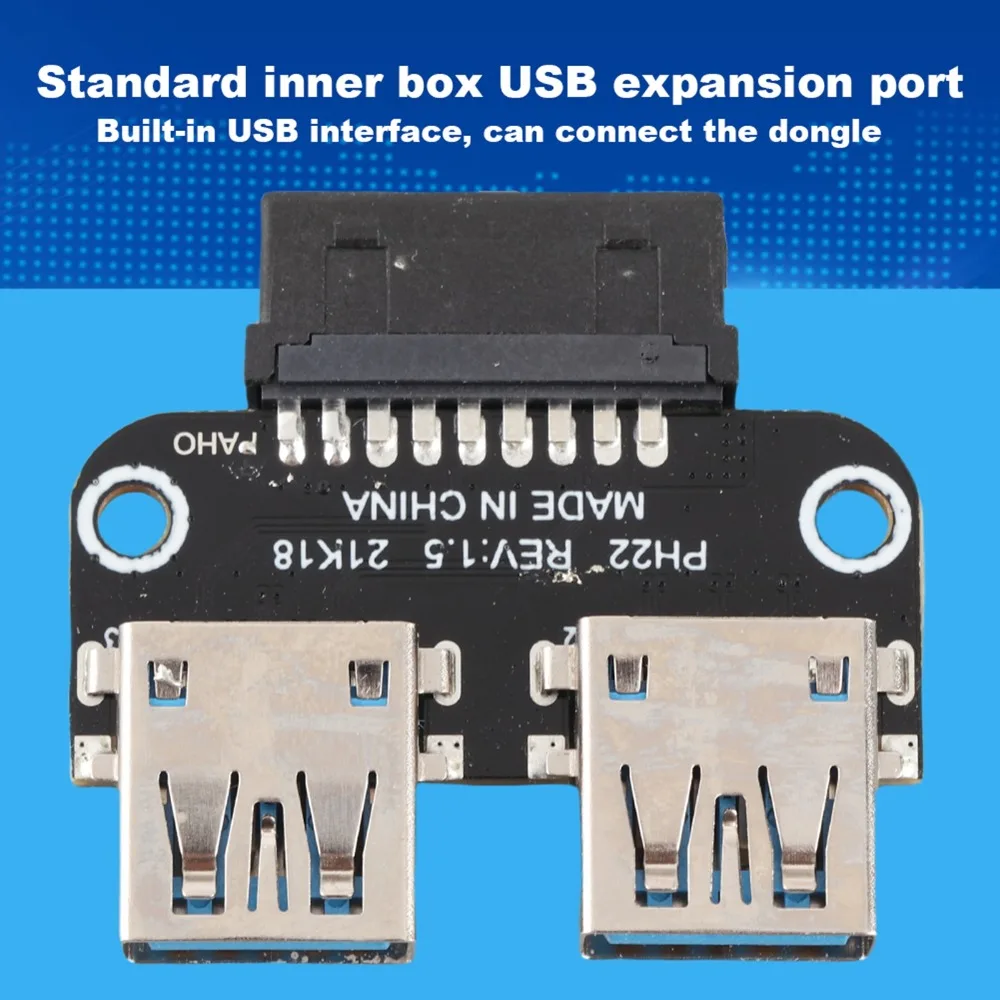 Practical Plug and Play USB 3.0 Adapter 19PIN / 20PIN Dual Port USB Extension Adapter USB 3.0 Female Header PC Motherboard