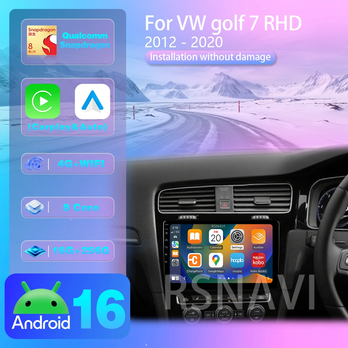 Android 16 Car Radio For Volkswagen VW Golf 7 MK7 GTI 2012-2021 Right Hand Drive RHD Carplay Android Auto Stereo 360 Camera