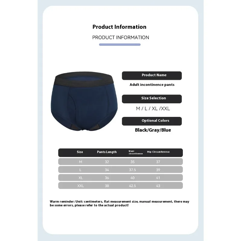 Men Incontinence Underwear Breathable Anti Leakage Underpants Elderly Men Absorbent Urine Proof Underwear Comfortable Washable