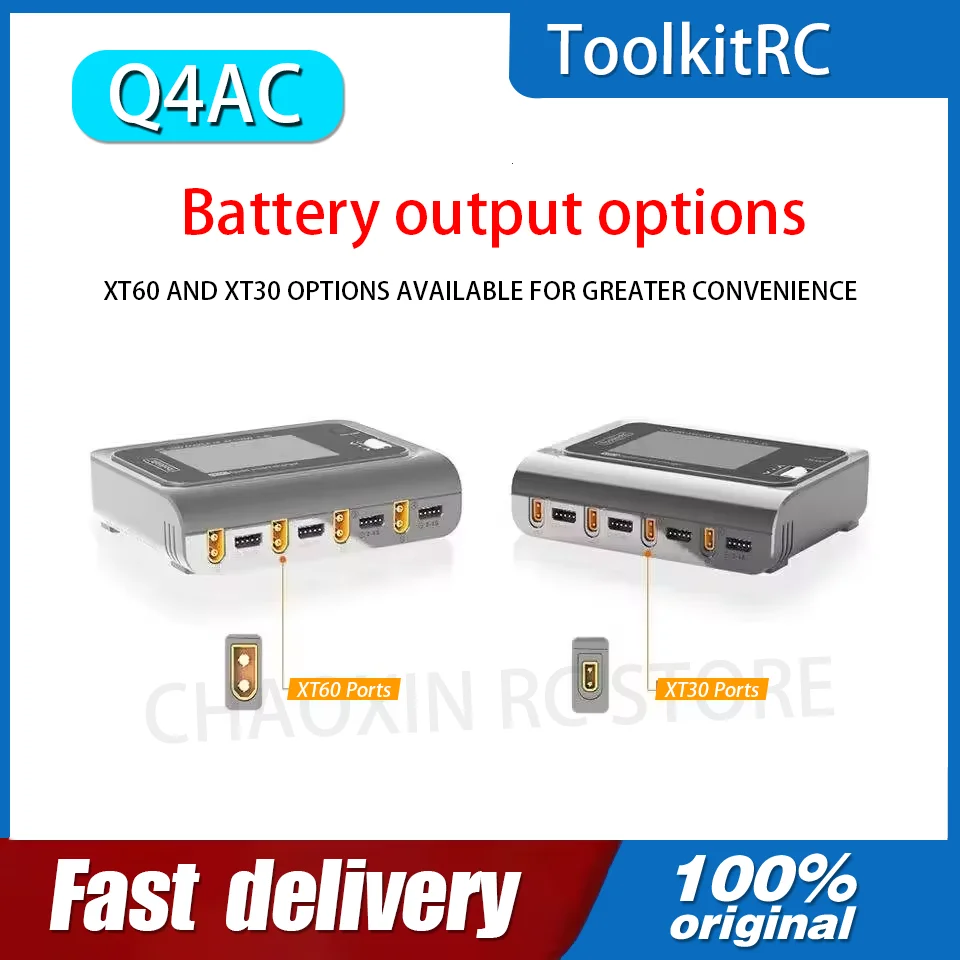 ToolkitRC Q4AC 4 Port Smart Charger, 4x50W Simultaneous Charging for 1-4S Lipo, AC/DC Input with US Plug