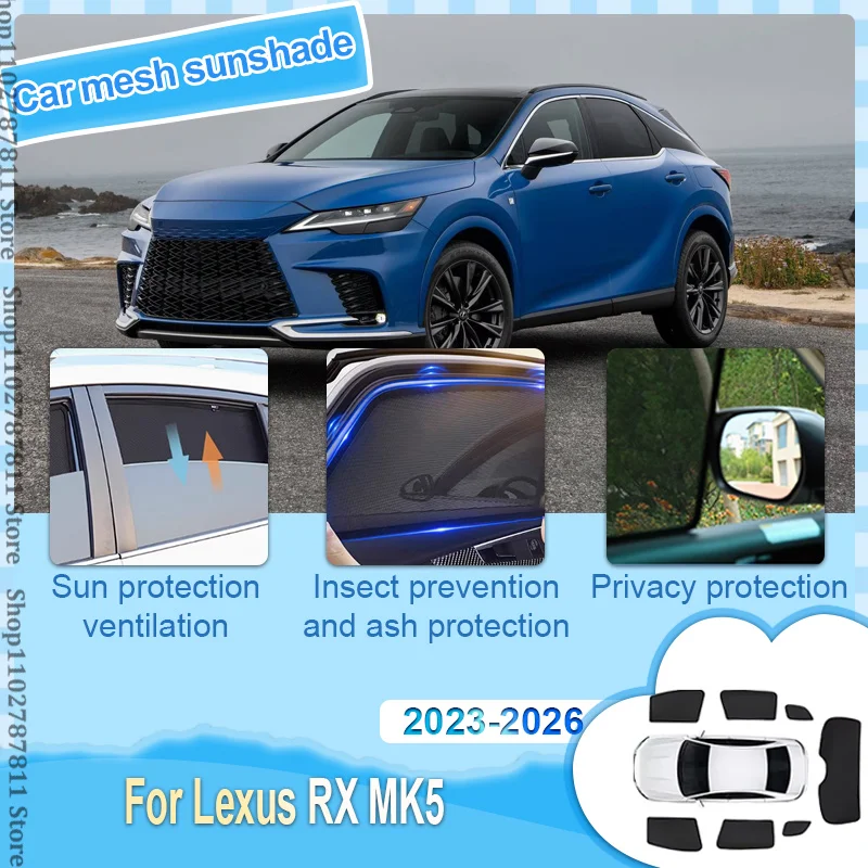 For Lexus RX 350 350h MK5 2023-2026 Car Mesh Shade Window Sunshade Sunscreen Privacy Curtain Sun Visor Mosquito Auto Accessorie