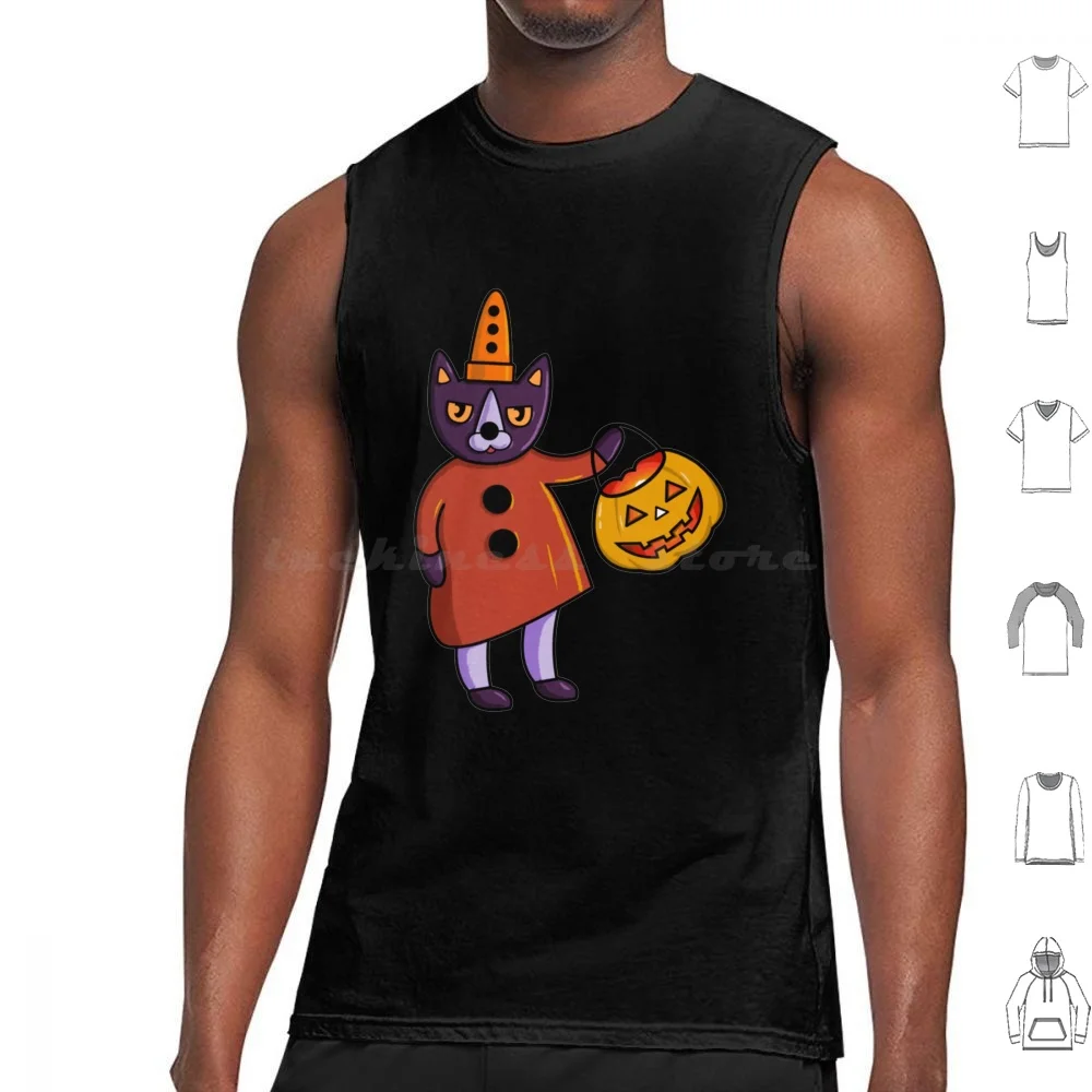 Trick-Or-Treat-Cat Tank Tops Print Cotton Trick Or Treat Cat For Fans For Men And Women Hot Bestseller Trending Labor Day