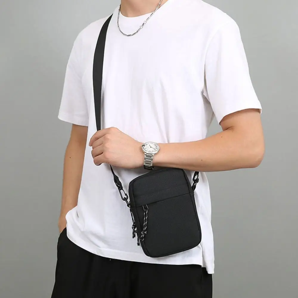 

Casual Small Messenger Sling Bag Canvas Waterproof Crossbody Pouch Lightweight Zipper Mobile Phone Bag Male
