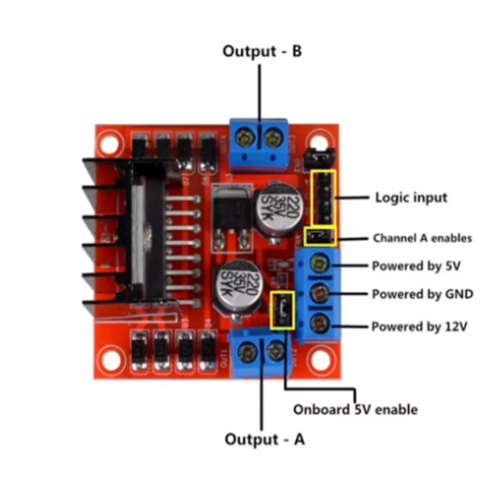 L298N Driver Board Module L298N DC Stepper Motor Smart Car Robot Breadboard  High Power DC Motor Driver for Arduino