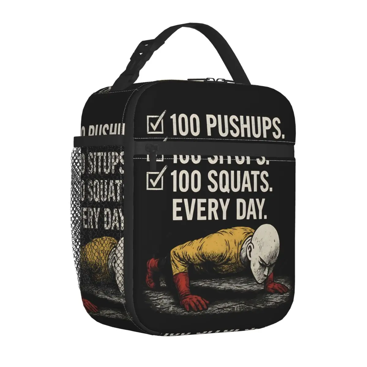 حقيبة تبريد للغداء المعزولة 100 One Punch Man Workout 100 One Punch Man   حاوية الوجبات، صندوق غداء عالي السعة، حقيبة بينتو