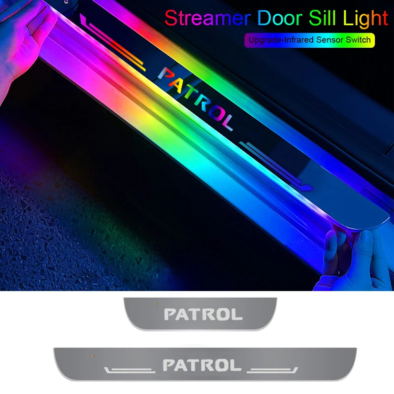 

Rechargeable Illuminated Embellish Strip for Nissan Patrol Wiring-Free Door Sill Pathway Illusory Sill Trim Styling Color Light