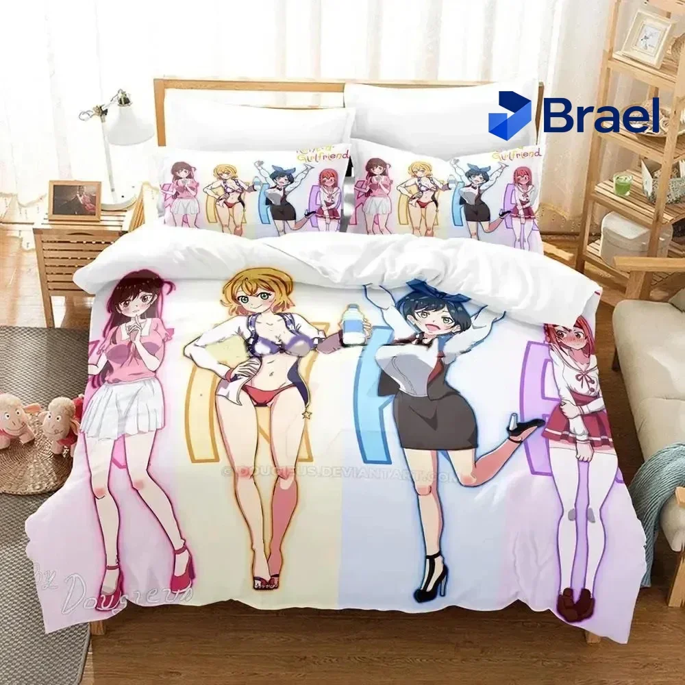 Exquisite Anime Rent A Girlfriend Bedding Set Duvet Cover Bed Set Quilt Cover Pillowcase Comforter King Queen Size Boys Adult Be